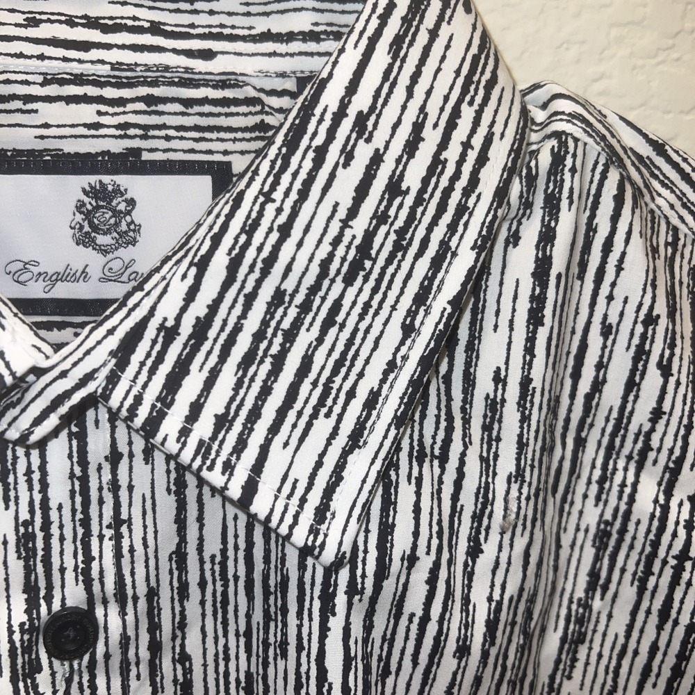 NEW~ENGLISH LAUNDRY SLIM FIT/STRETCH MEN'S DRESS SHIRT - XL (34/35) NAVY - Picture 3 of 15